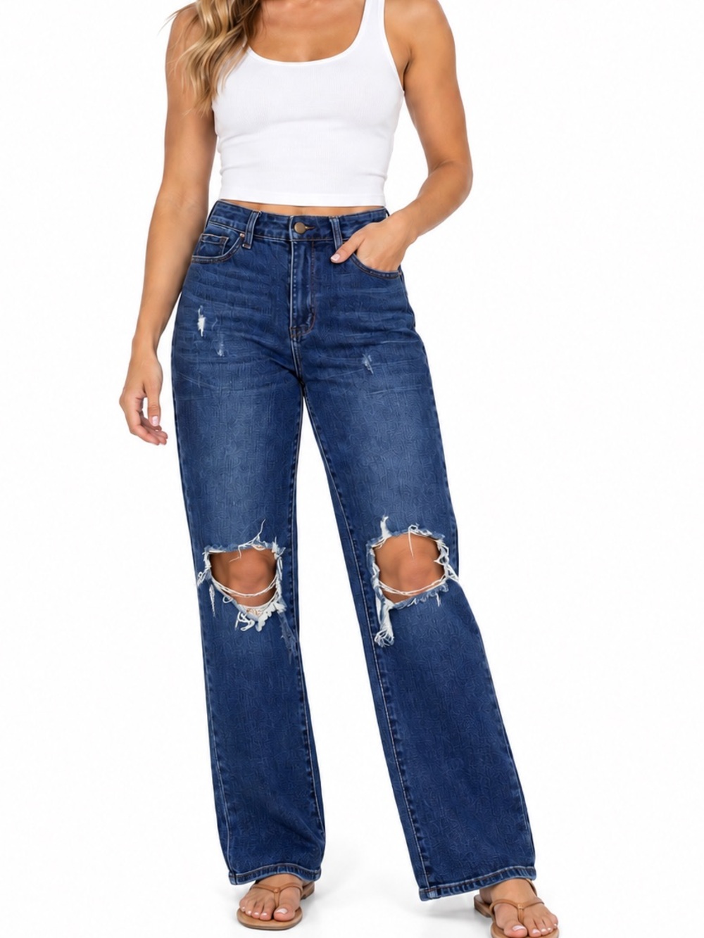 Judy Blue High Waist Knee Ripped Dad Jeans size 9/29